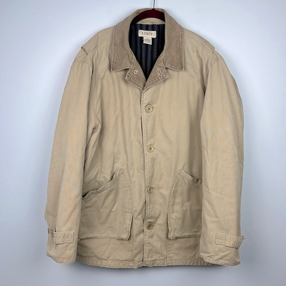 J Crew Men's XL canvas & corduroy cotton quilted lining chore/ barn coat - Picture 1 of 12